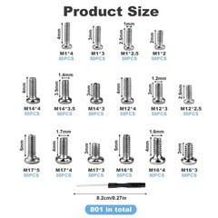 Tiny Screws for Electronics, 800 pcs Mini Micro Small Phillips Pan Head Machi…