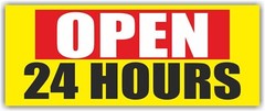 OPEN 24 HOURS Advertising Banner Vinyl Mesh Sign welcome now open grand opening