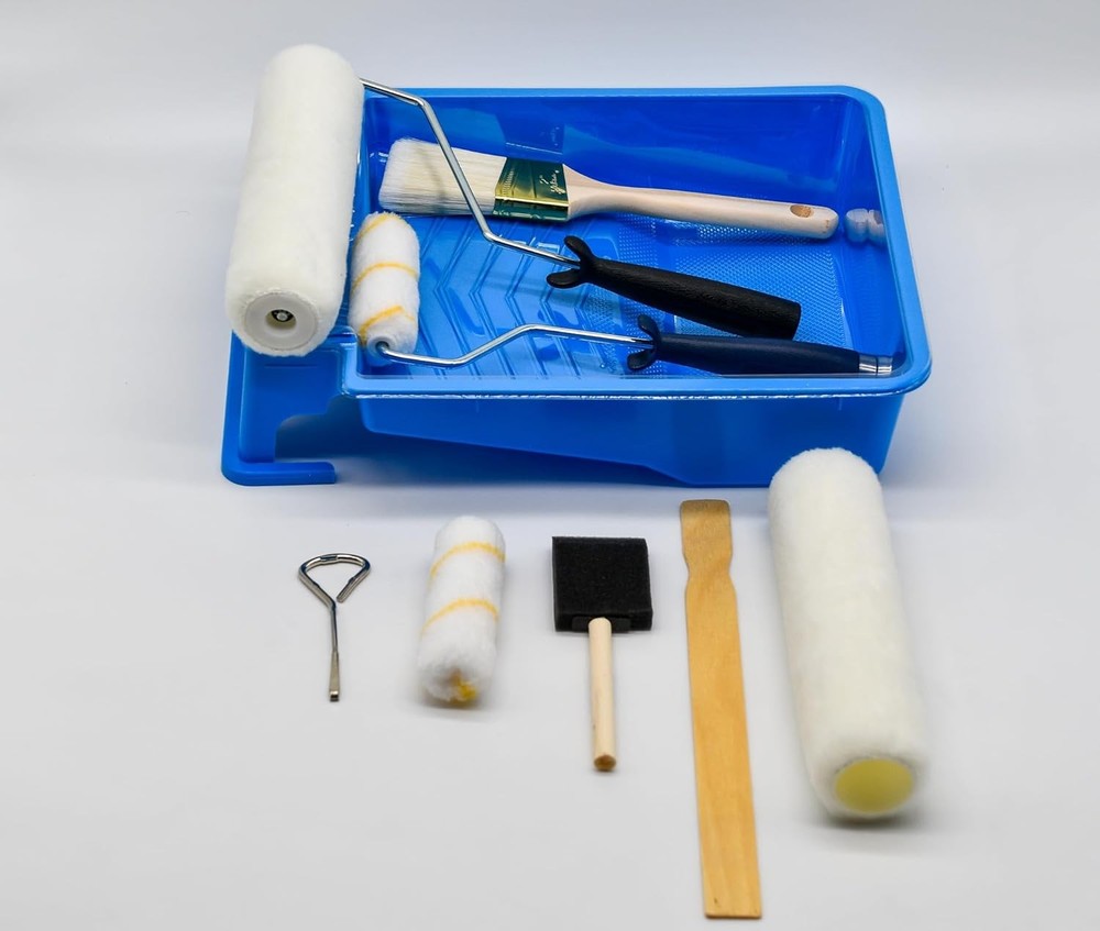 12 Piece Home Paint Kit – Brush, Tray, Liner, Roller, Mini Roller Blue