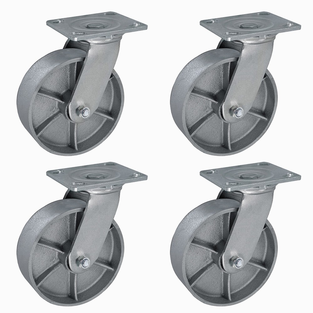 6″x2″Heavy Duty Caster Steel Cast Iron Wheel Caster,Capacity1200-5000LB