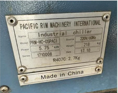 PacificRim Machinery Industrial Chiller, Model # PRM-HC-05PACI, Serial # 1710008