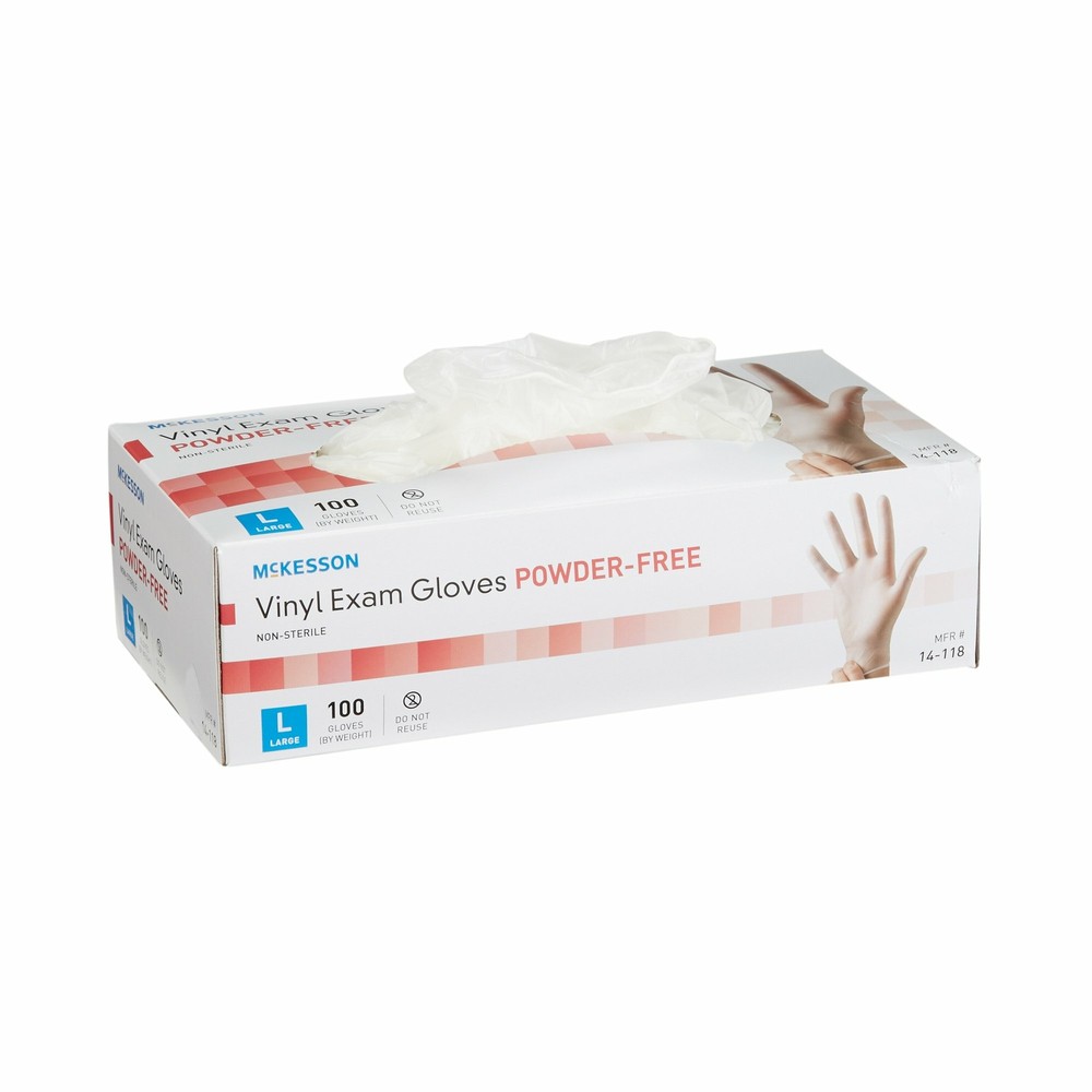 McKesson Vinyl Exam Glove Standard Cuff Length LARGE 100 per Box