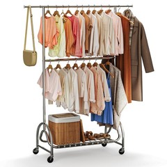 TigerParty Heavy Duty Clothes Rack for Hanging Clothes, Adjustable 2-Tier Rod…