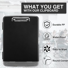 Clipboard with Storage, Clip Board 8.5 x 11 with Pen Holder, Plastic Organiza…