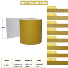 Total 40 Yards 2-3/4″ Wide PSA Continuous Sandpaper x 40 Yards, Gold