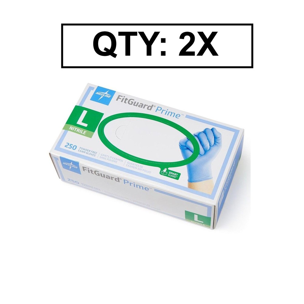 *DIRECT* Medline FitGuard Nitrile Exam Gloves, LARGE Count – 250 QTY 2 BOX