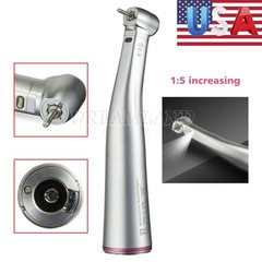 NSK Style Dental 1:5 Increasing Handpiece Fiber Optic LED Contra Angle Red Ring