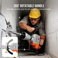 1500W/1700W Electric Demolition Jack Hammer 60J Concrete Breaker with Chisels