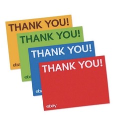 EBAY Thank You Cards Pack of 100 Cards in Red, Blue, Green, Yellow NEW & SEALED