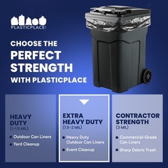 Plasticplace 95-96 Gallon Trash Bags 2 mil thick – 50 Bags on Rolls