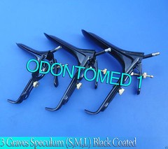 3 Pcs Black Coated Leep Vaginal Speculum (S.M.L) Ob/Gyneclogy Instruments