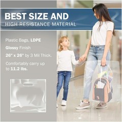 26×26 Clear Plastic Merchandise Bags, Glossy Finish, Jumbo Retail Size, 50 Pa…