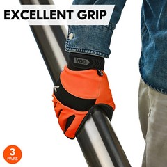 Vgo 3Pairs Synthetic Leather Work Gloves,Mechanic Gloves,Outdoor Gloves(SL7895)