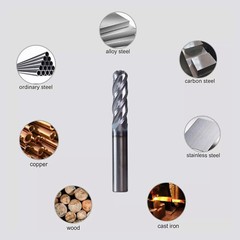 1/4″ 4 Flute 2-1/2″ Overall Length Ball Nose Solid Carbide End Mill AlTiN Coated