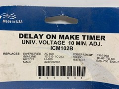 ICM Controls ICM102B Delay On Make Timer 1.5A Universal Voltage 10 Min Adj.