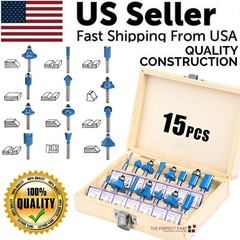 15Pcs Carbon Milling Cutter Router Bit Set Tungsten Carbide Router 1/4″ Shank US