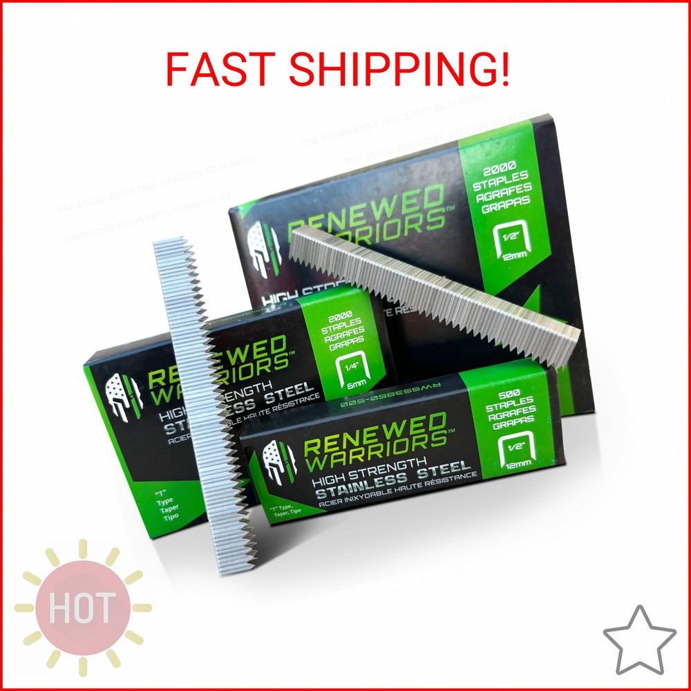 T50 Staples Three/Eighths (0.375) Crown Staples Stainless Steel; (3/8″ in Leg &