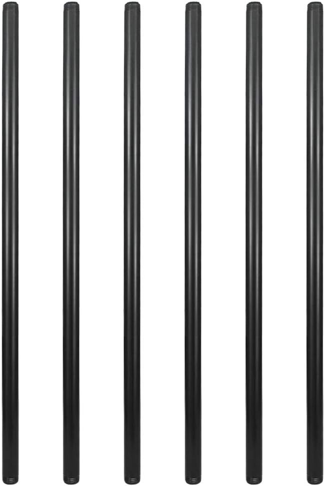 6 Pack 1/2″ × 36″ Pre-Cut Black Metal Pipe, Industrial Steel Fits Standard Half