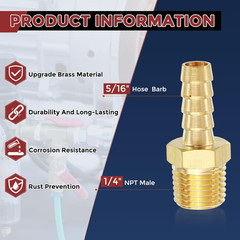 Pack of 4 Brass Hose Barb Fittings Adapter Connector 5/16″ Hose Barb to 1/4″ …
