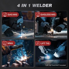 ARCCAPTAIN 160A MIG Welder 110V 220V 4 in 1 Welding Machine Gas Red+black