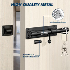 Alise 6 Inch Heavy Duty Slide Bolt Latch, SUS304 Stainless Steel Barrel Bolt Loc