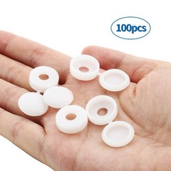 Screw Cover Caps 100PCS Hinged Plastic Snap Caps Washer Furniture White Cover US