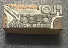 FLo Check nozzle monitor | Vintage letterpress printing block – York PA