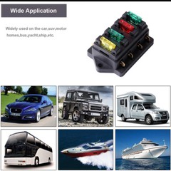 4 Way Fuse Blade Holder Box Block Black Car Vehicle Automotive Circuit w/ Fuse