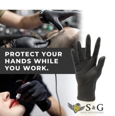 S&G Black Nitrile Gloves Latex Powder Free 5 Mil 1000pcs M/L/XL