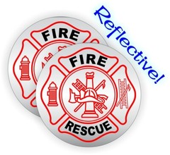 pair – REFLECTIVE Fire Rescue Hard Hat Helmet EMT Firefighter Stickers Decals