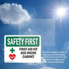 (2 Pack) First Aid Kit AED Inside Cabinet With Symbol OSHA Safety First Sign
