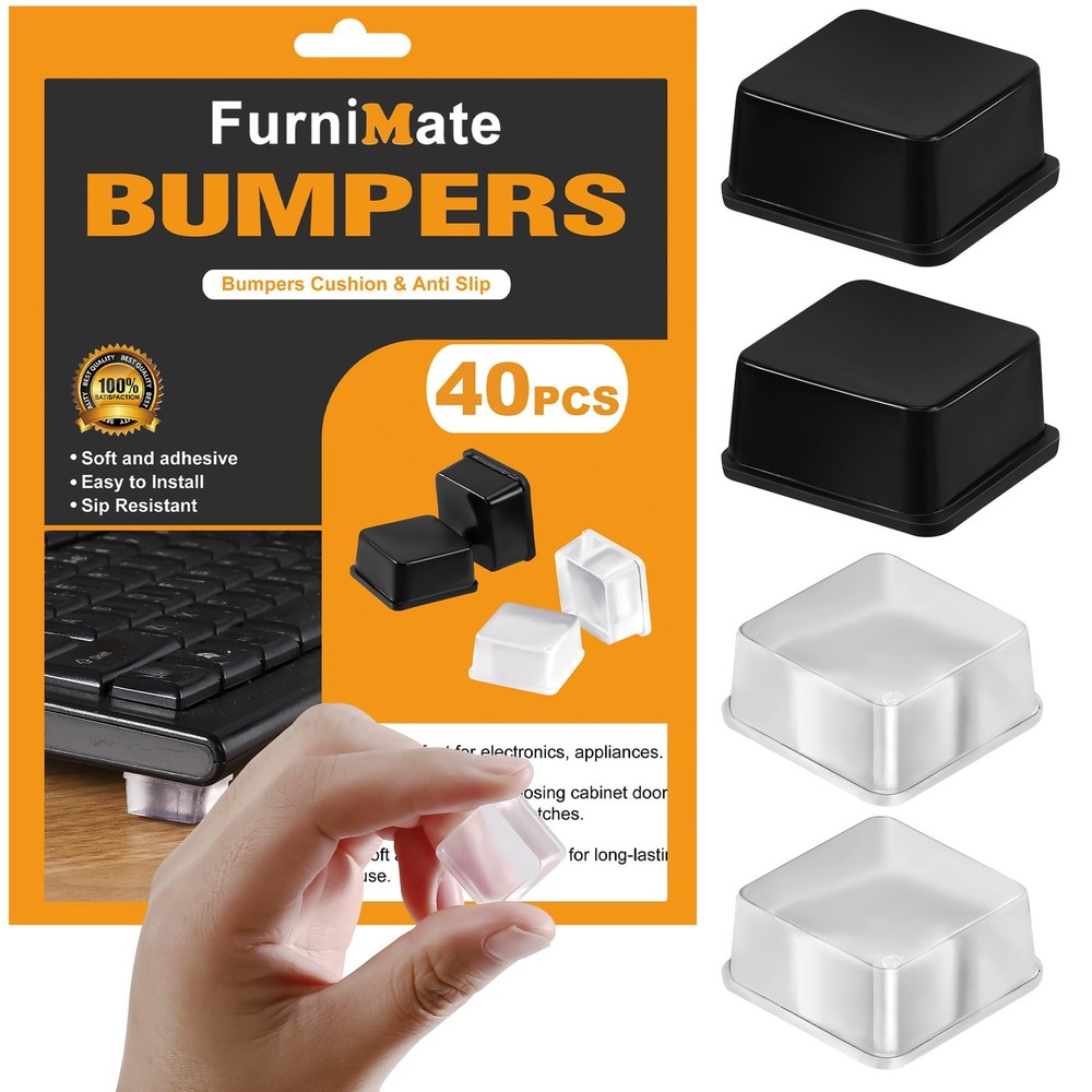 Rubber Feet for Electronics 40PCS Tall Black+Clear, Bumpers