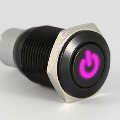 16mm 12V 3A Car Purple LED Light Power Metal Push Button Toggle Switch Purple