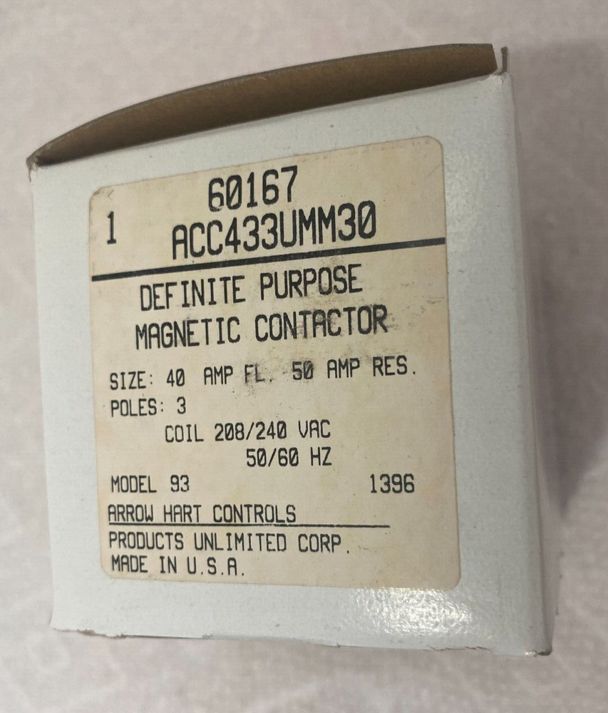 Arrow Hart Controls 6017 Magnetic contactor ACC433UMM30