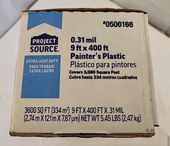 PROJECT SOURCE .31 mil 9 ft x 400 ft painter’s plastic #0506166- NEW