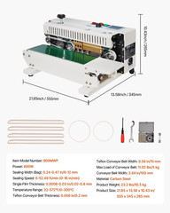 Continuous Bag Band Sealing Machine, 0.24-0.47 In/6-12 Mm Seal Width, Horizontal