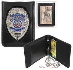 Leather Shield Style Bi-Fold Badge & ID Holder with Neck Chain Rothco 1139