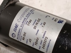 Rae Corporation 2423272 DC Motor 1790RPM 90VDC 20 in-oz Torque TENV Enclosure