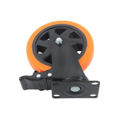 4 Pcs Orange With Locking Brake 6″ Heavy Duty Swivel Caster Wheels No Noise