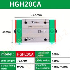 HIWIN 2PCS HGR20 Linear Guide Rail 200~2000mm + 4PCS HGH20CA Slide Blocks CNC