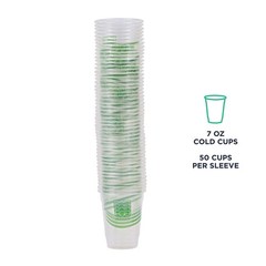 ECO PRODUCTS GreenStripe Clear Compostable 7oz PLA Plastic Cups, 7oz,