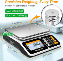 Commercial Food Scale 66Lb/30Kg, High Precision Digital Price Computing Scale