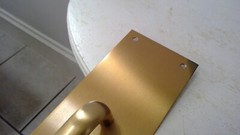 SOLID Satin BRASS Door Pull Plate Handle 14″ x 3-1/2″ w Back Plate