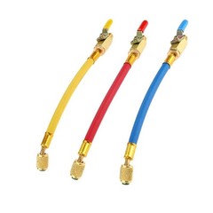 Color-Coded 3Pc AC Refrigeration Charging Hoses 1/4″ SAE for R134A R22 R12