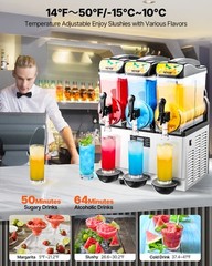 VEVOR Commercial Slushy Machine 15Lx3 Tank Margarita Smoothie Frozen Drink Maker