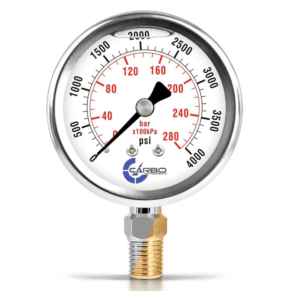 Precision 4000 PSI Liquid Filled Pressure Gauge for Pumps and Compressors
