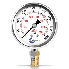 Precision 4000 PSI Liquid Filled Pressure Gauge for Pumps and Compressors