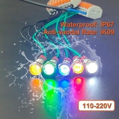 10Pcs 6mm 1/4 Inch 110V 220V Metal LED Indicator Light Waterproof Indicator