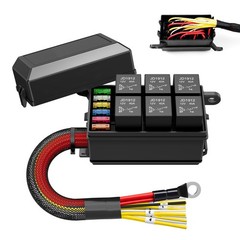 Universal Waterproof Automotive 6 ATO Fuse Relay Box Block w/ Harness Marine 12V