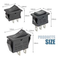 6Pcs Rocker Switch ON/Off 2 Position 2 Pin, AC 6A/250V, 10A/125V,KCD1 Toggle…